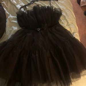 SHEIN black fluffy party dress